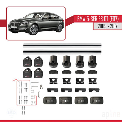 Compatible with BMW 5 Series Gran Turismo (F07) 2009-2017 ACE-3 Car Roof Rack Cross Bar Grey Aluminium 2 Bars