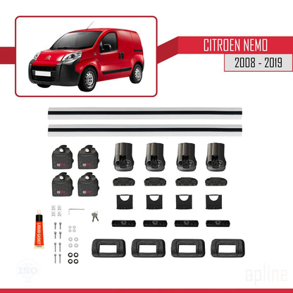 Compatible with Citroen Nemo 2008-2019 ACE-3 Car Roof Rack Cross Bar Grey Aluminium 2 Bars