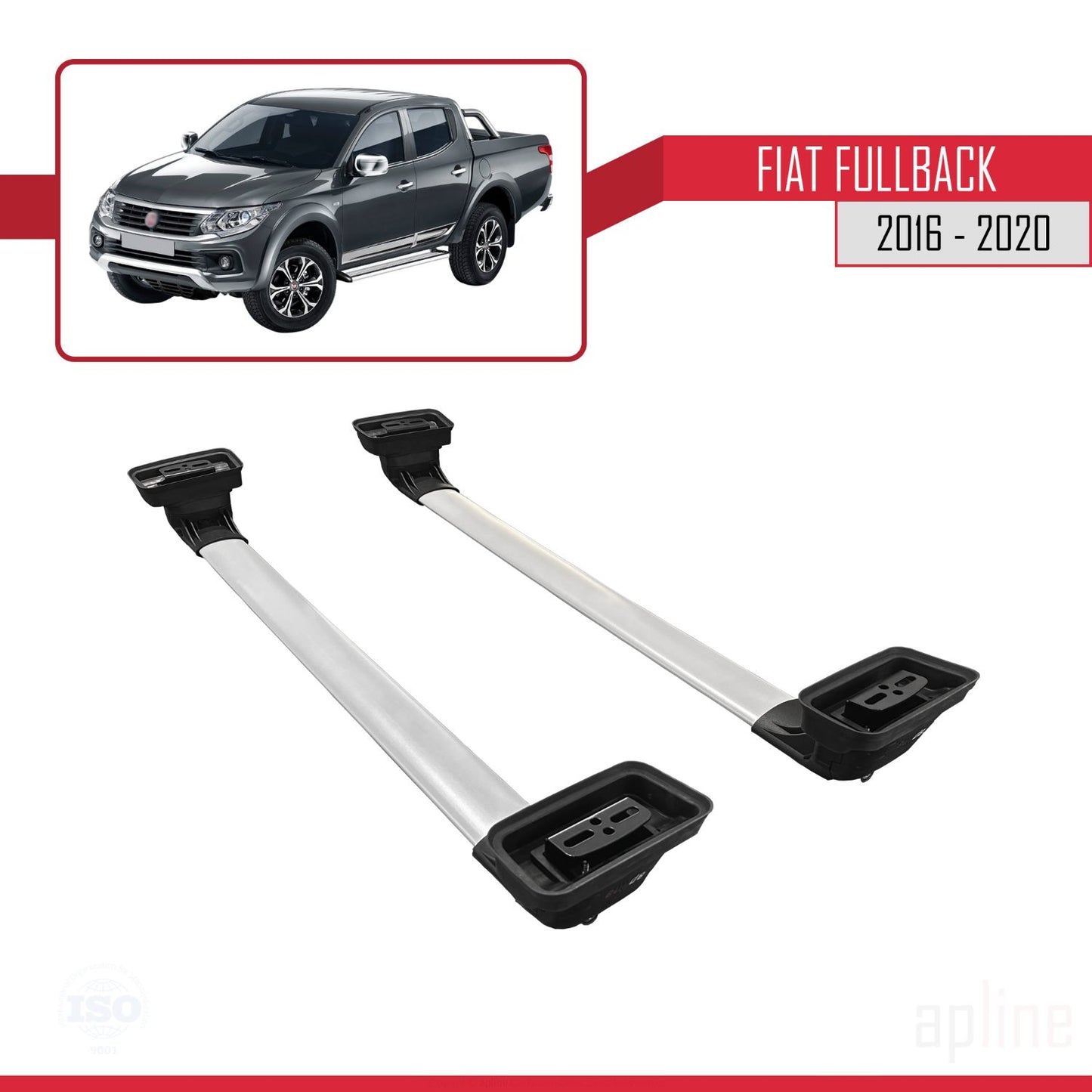 Compatible avec Fiat Fullback 2016-2020 ACE-3 Barres de Toit Railing Porte-Bagages de Voiture Gris Aluminium 2 Barres