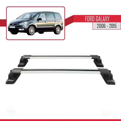Compatible avec Ford Galaxy (MK3) 2006-2015 ACE-3 Barres de Toit Railing Porte-Bagages de Voiture Gris Aluminium 2 Barres