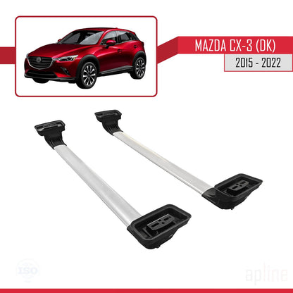 Compatible avec Mazda CX-3 (DK) 2015-2022 ACE-3 Barres de Toit Railing Porte-Bagages de Voiture Gris Aluminium 2 Barres