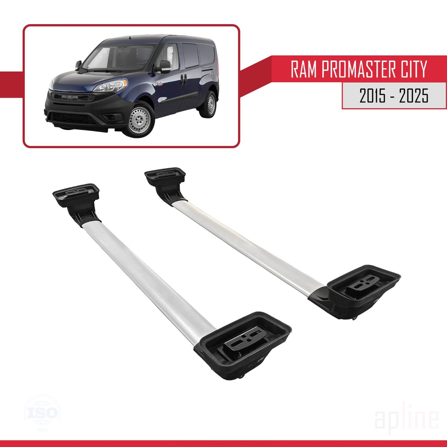 Compatible avec Ram Promaster City 2015-2025 ACE-3 Barres de Toit Railing Porte-Bagages de Voiture Gris Aluminium 2 Barres