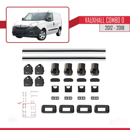 Compatible avec Vauxhall Combo D 2012-2018 ACE-3 Barres de Toit Railing Porte-Bagages de Voiture Gris Aluminium 2 Barres
