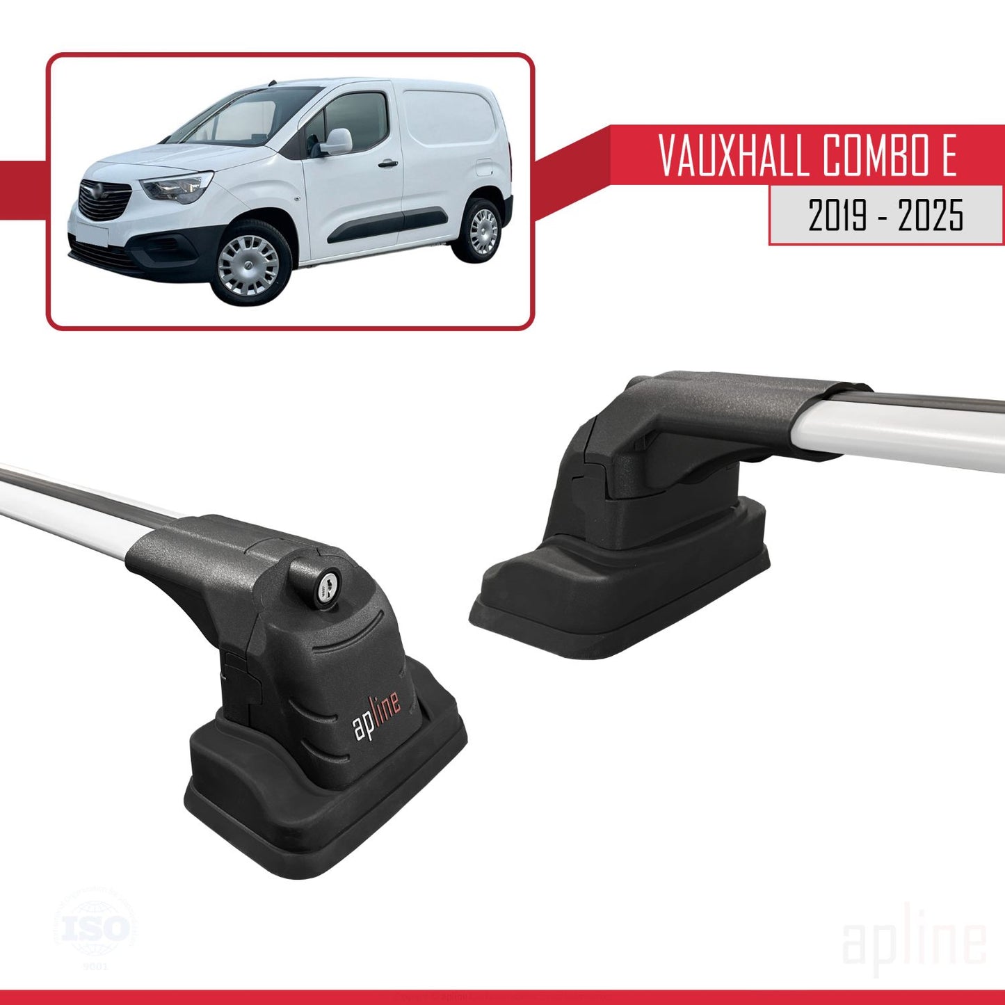 Compatible avec Vauxhall Combo E 2019-2025 ACE-3 Barres de Toit Railing Porte-Bagages de Voiture Gris Aluminium 2 Barres