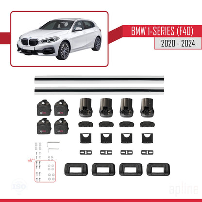 Compatible with BMW 1 Series (F40) 2020-2024 ACE-3 Car Roof Rack Cross Bar Grey Aluminium 2 Bars