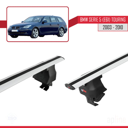 Compatible avec BMW Série 5 (E61) Touring 2004-2010 ACE-4 Barres de Toit Railing Porte-Bagages de Voiture Gris Aluminium 2 Barres