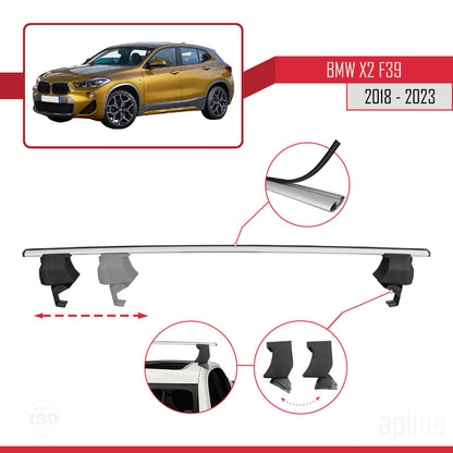 Compatible avec BMW X2 (F39) 2018-2023 ACE-4 Barres de Toit Railing Porte-Bagages de Voiture Gris Aluminium 2 Barres
