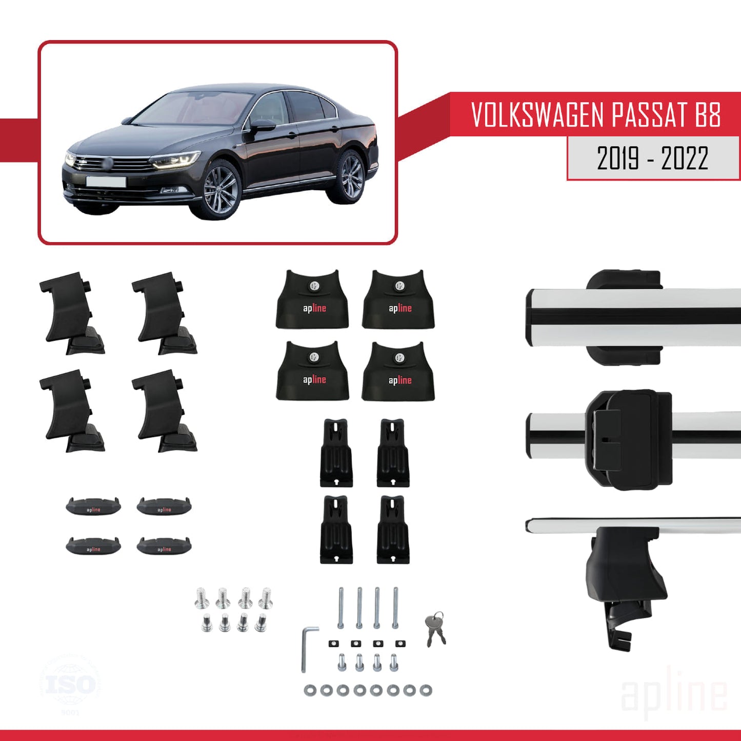 Compatible avec Volkswagen Passat B8 (3G) Post-Facelift 2019-2022 ACE-4 Barres de Toit Railing Porte-Bagages de Voiture Gris Aluminium 2 Barres