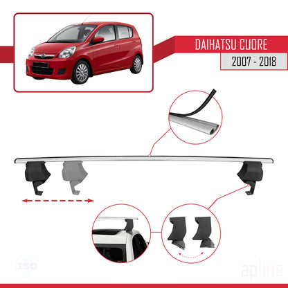 Compatible with Daihatsu Cuore 2007-2018 ACE-4 Car Roof Rack Cross Bar Grey Aluminium 2 Bars