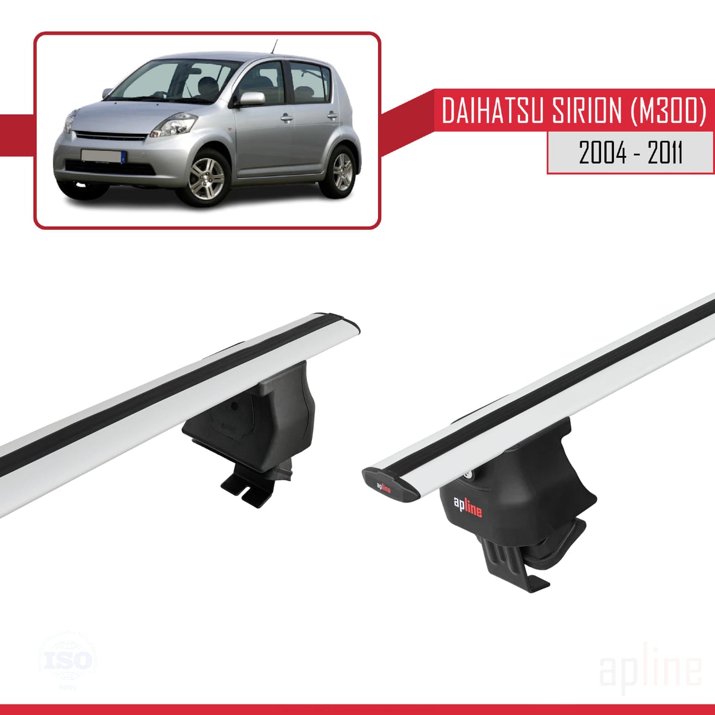Compatible avec Daihatsu Sirion (M300) 2004-2011 ACE-4 Barres de Toit Railing Porte-Bagages de Voiture Gris Aluminium 2 Barres