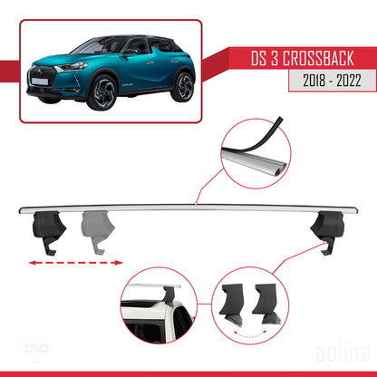 ACE-4 Dakdrager bagagedrager compatibel met DS 3 Crossback 2018-2022 Spoorstaven Grijs Aluminium 2 Staven