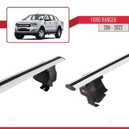 ACE-4 Dakdrager bagagedrager compatibel met Ford Ranger (P375) 2011-2022 Spoorstaven Grijs Aluminium 2 Staven