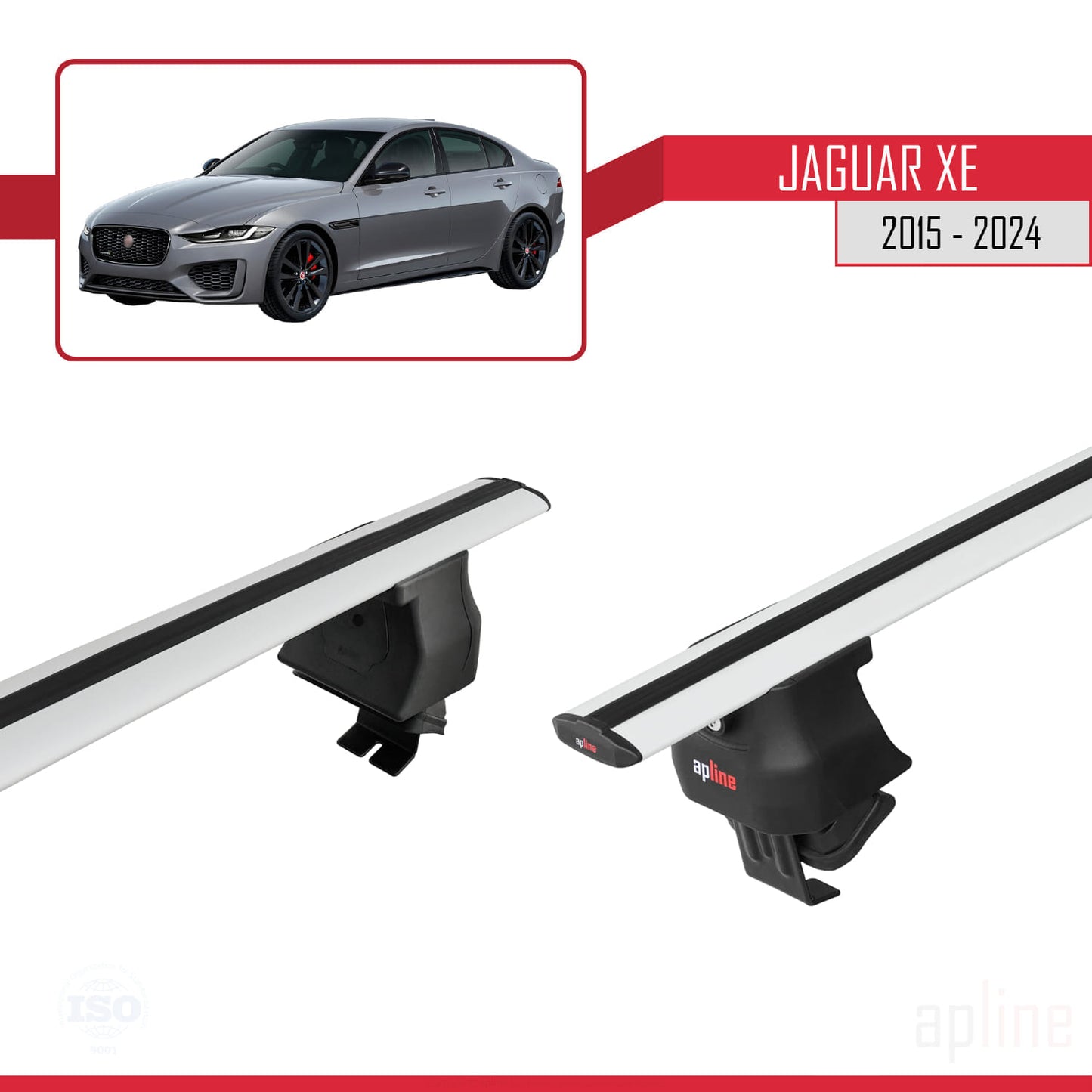 Compatible avec Jaguar XE (X760) 2015-2024 ACE-4 Barres de Toit Railing Porte-Bagages de Voiture Gris Aluminium 2 Barres