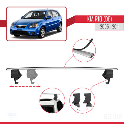 Compatible avec Kia Rio 2 (JB) HB 2005-2011 ACE-4 Barres de Toit Railing Porte-Bagages de Voiture Gris Aluminium 2 Barres