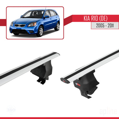 Compatible avec Kia Rio 2 (JB) HB 2005-2011 ACE-4 Barres de Toit Railing Porte-Bagages de Voiture Gris Aluminium 2 Barres