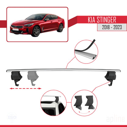 Compatible avec Kia Stinger 2018-2023 ACE-4 Barres de Toit Railing Porte-Bagages de Voiture Gris Aluminium 2 Barres