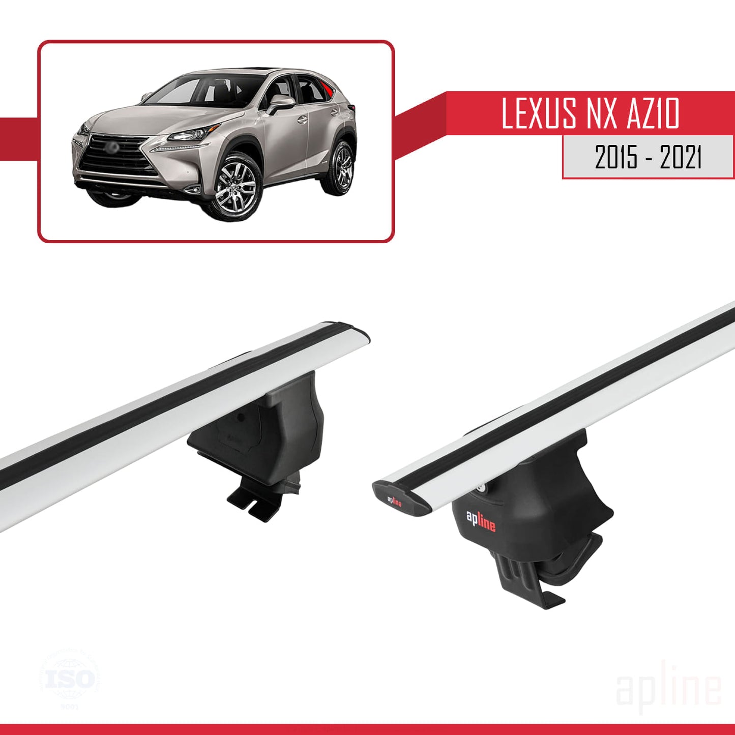 Compatible avec Lexus NX (AZ10) 2015-2021 ACE-4 Barres de Toit Railing Porte-Bagages de Voiture Gris Aluminium 2 Barres