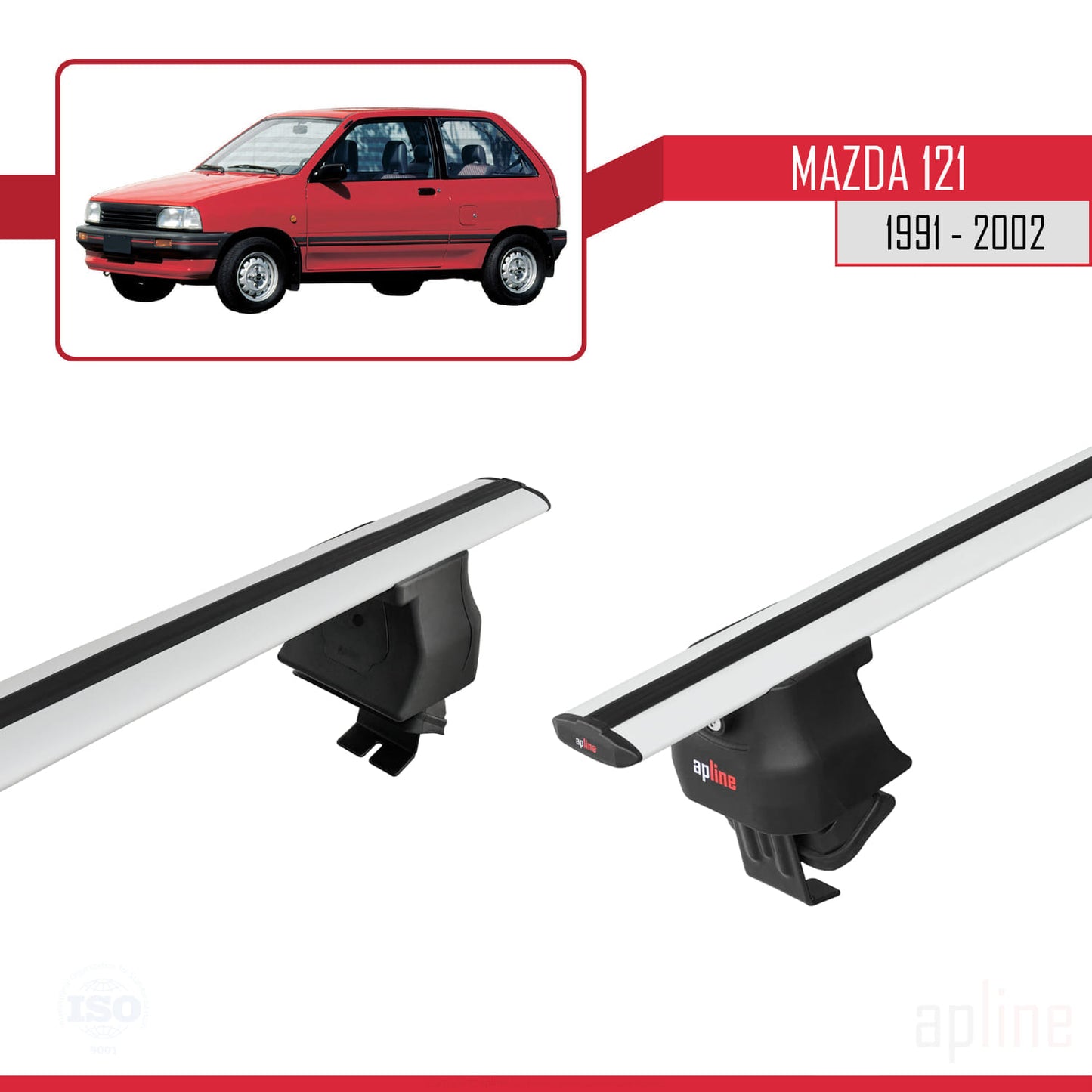 Compatible avec Mazda 121 1991-2002 ACE-4 Barres de Toit Railing Porte-Bagages de Voiture Gris Aluminium 2 Barres