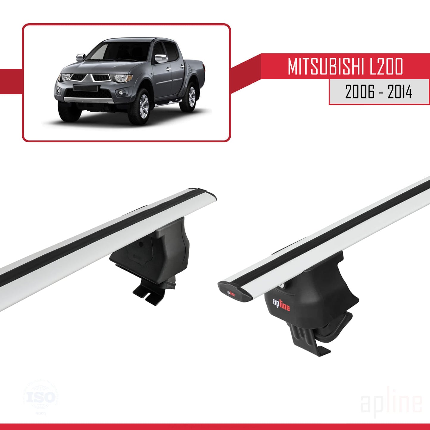 Compatible avec Mitsubishi L200 IV 2006-2014 ACE-4 Barres de Toit Railing Porte-Bagages de Voiture Gris Aluminium 2 Barres