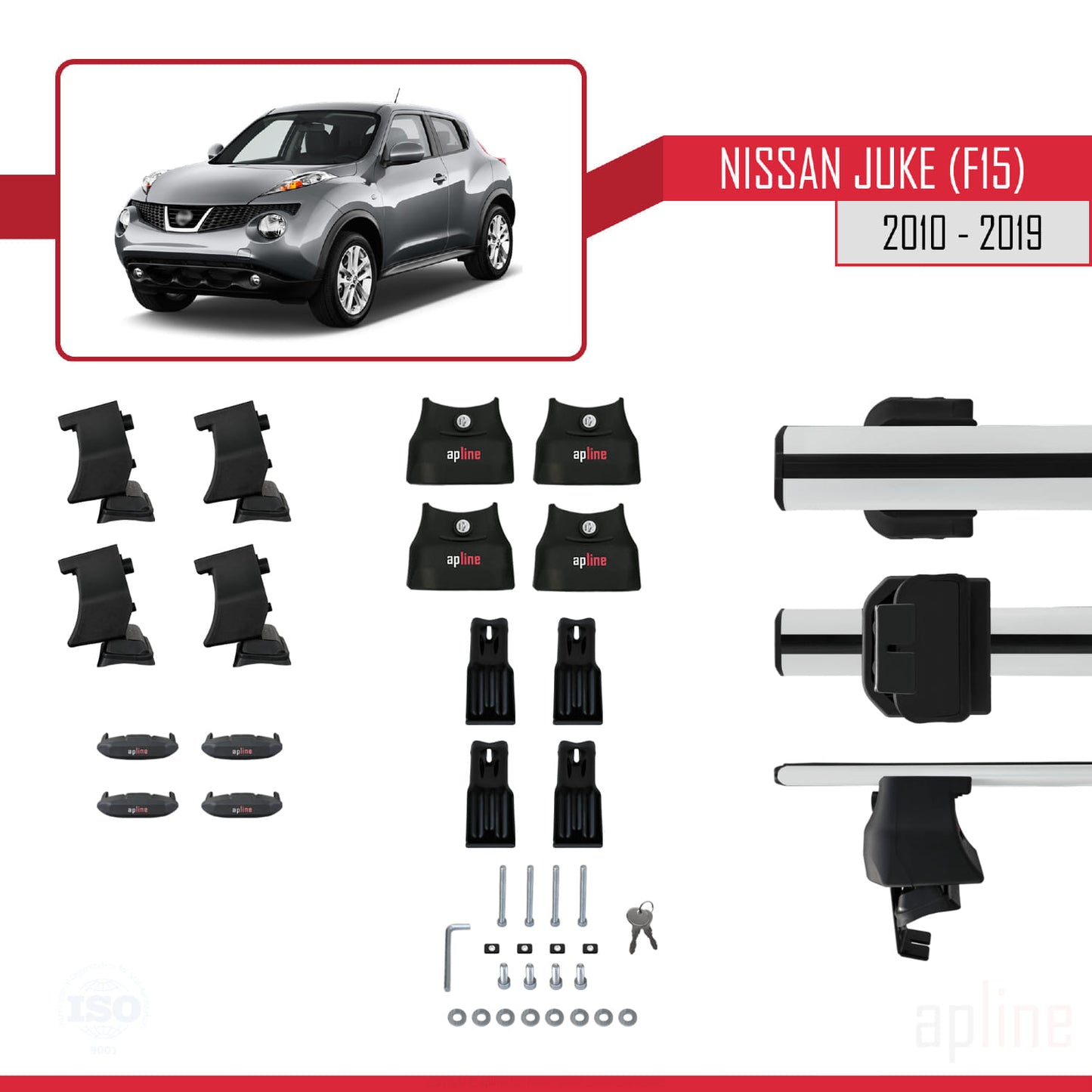 Compatible avec Nissan Juke (F15) 2010-2019 ACE-4 Barres de Toit Railing Porte-Bagages de Voiture Gris Aluminium 2 Barres