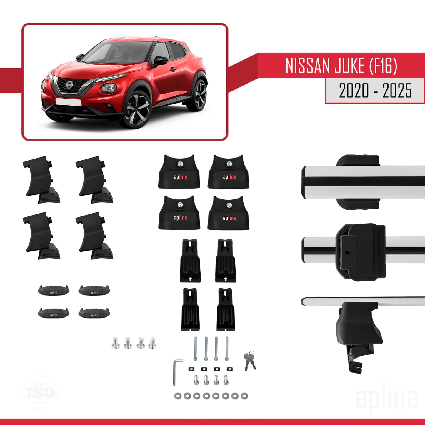 Compatible avec Nissan Juke 2 (F16) 2020-2025 ACE-4 Barres de Toit Railing Porte-Bagages de Voiture Gris Aluminium 2 Barres