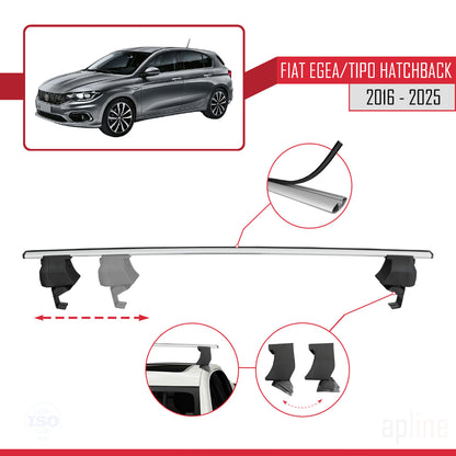 Compatible avec Fiat Egea HB 2016-2025 ACE-4 Barres de Toit Railing Porte-Bagages de Voiture Gris Aluminium 2 Barres
