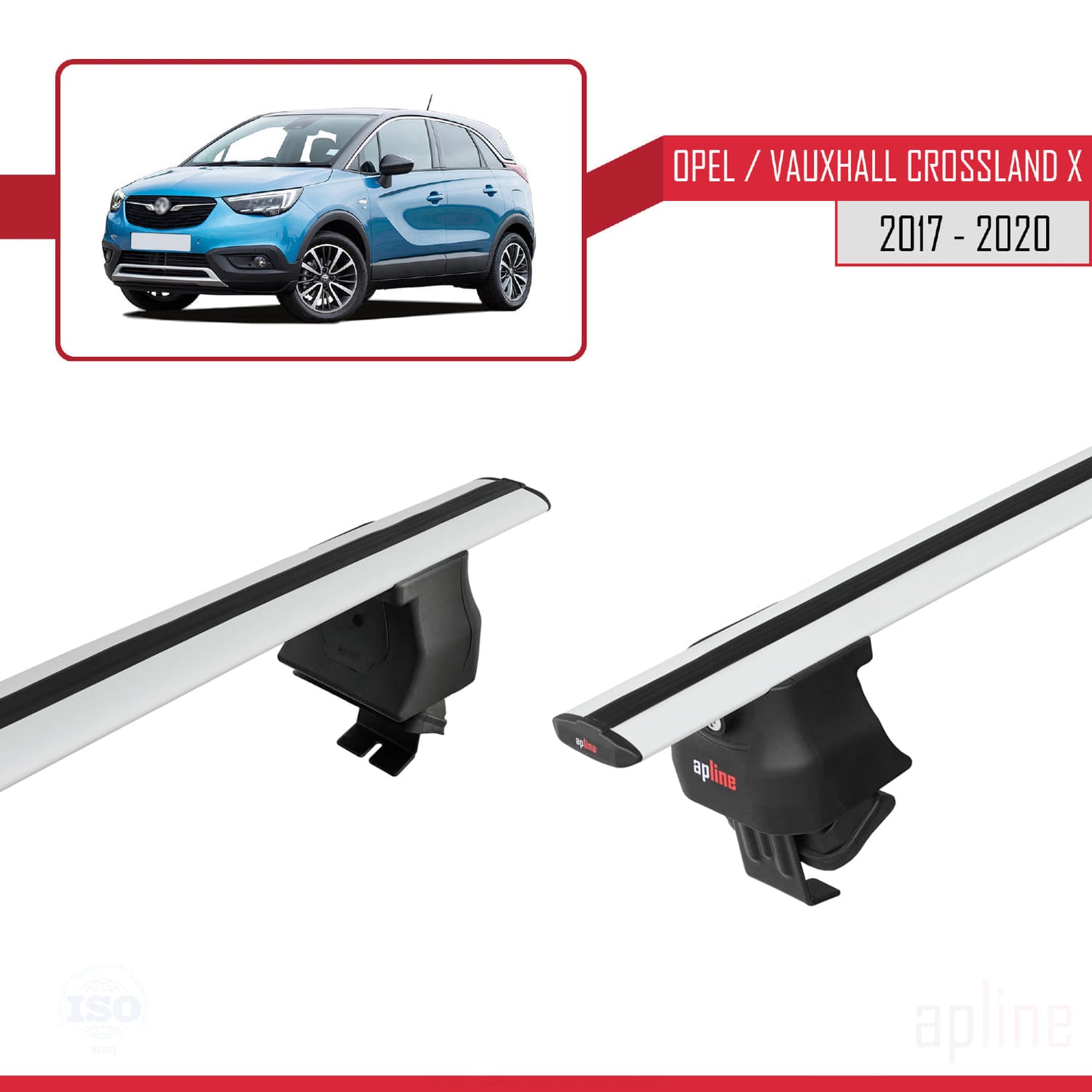 Compatible avec Opel/Vauxhall Crossland X 2017-2020 ACE-4 Barres de Toit Railing Porte-Bagages de Voiture Gris Aluminium 2 Barres
