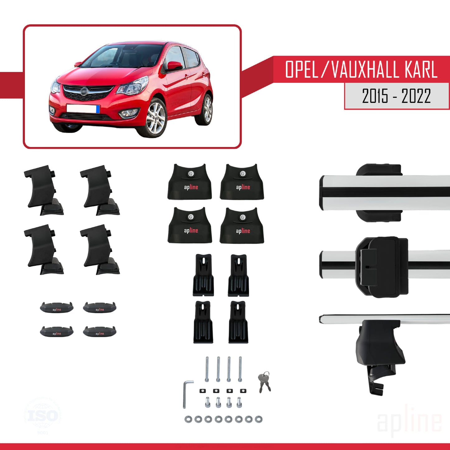 Compatible avec Opel/Vauxhall Karl 2015-2022 ACE-4 Barres de Toit Railing Porte-Bagages de Voiture Gris Aluminium 2 Barres