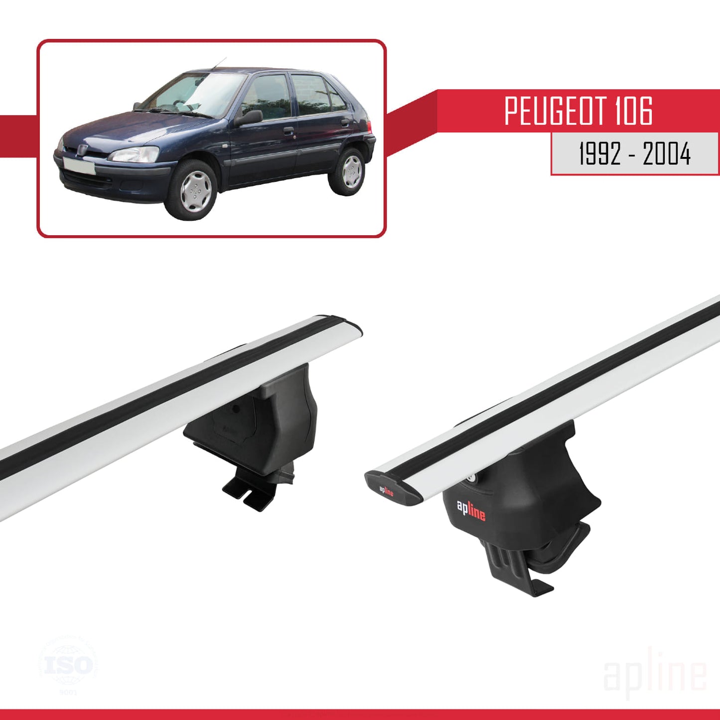 Compatible avec Peugeot 106 1992-2004 ACE-4 Barres de Toit Railing Porte-Bagages de Voiture Gris Aluminium 2 Barres