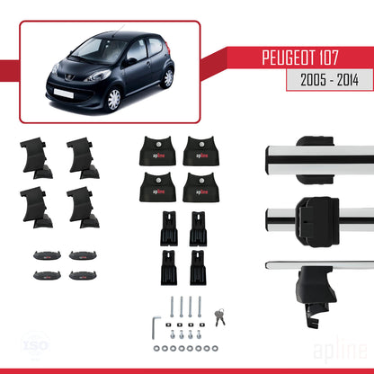 Compatible avec Peugeot 107 2005-2014 ACE-4 Barres de Toit Railing Porte-Bagages de Voiture Gris Aluminium 2 Barres