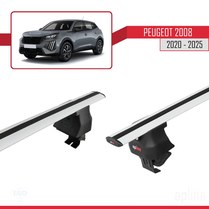 Compatible avec Peugeot 2008 II (P24) 2020-2025 ACE-4 Barres de Toit Railing Porte-Bagages de Voiture Gris Aluminium 2 Barres