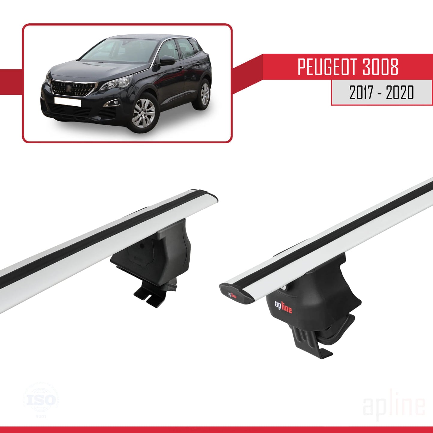 Compatible avec Peugeot 3008 II (P84) Pre-Facelift 2017-2020 ACE-4 Barres de Toit Railing Porte-Bagages de Voiture Gris Aluminium 2 Barres