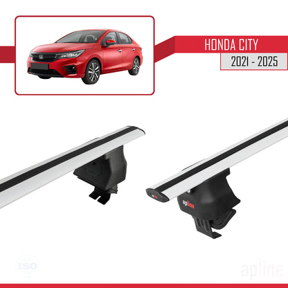 Compatible avec Honda City 2021-2025 ACE-4 Barres de Toit Railing Porte-Bagages de Voiture Gris Aluminium 2 Barres