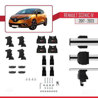 Compatible avec Renault Scenic 4 2017-2023 ACE-4 Barres de Toit Railing Porte-Bagages de Voiture Gris Aluminium 2 Barres