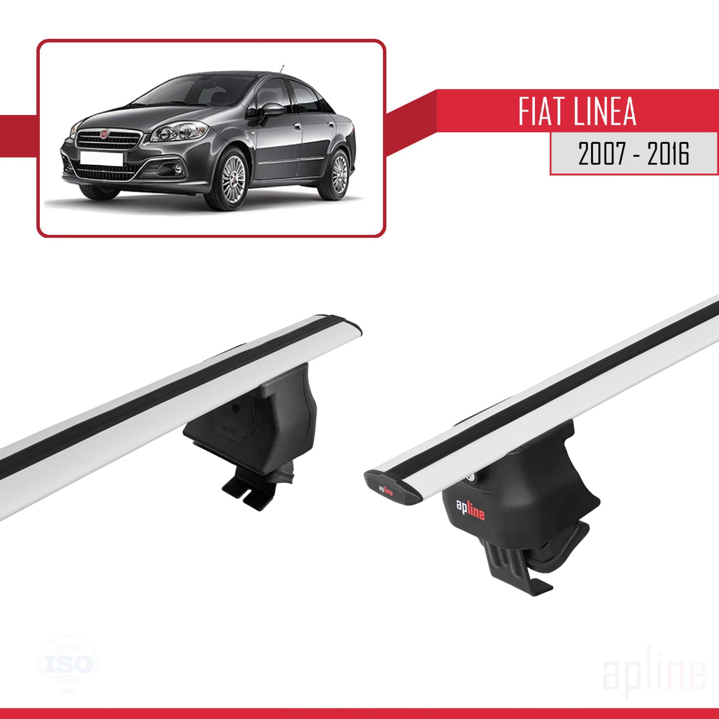 Compatible avec Fiat Linea (323) 2007-2016 ACE-4 Barres de Toit Railing Porte-Bagages de Voiture Gris Aluminium 2 Barres