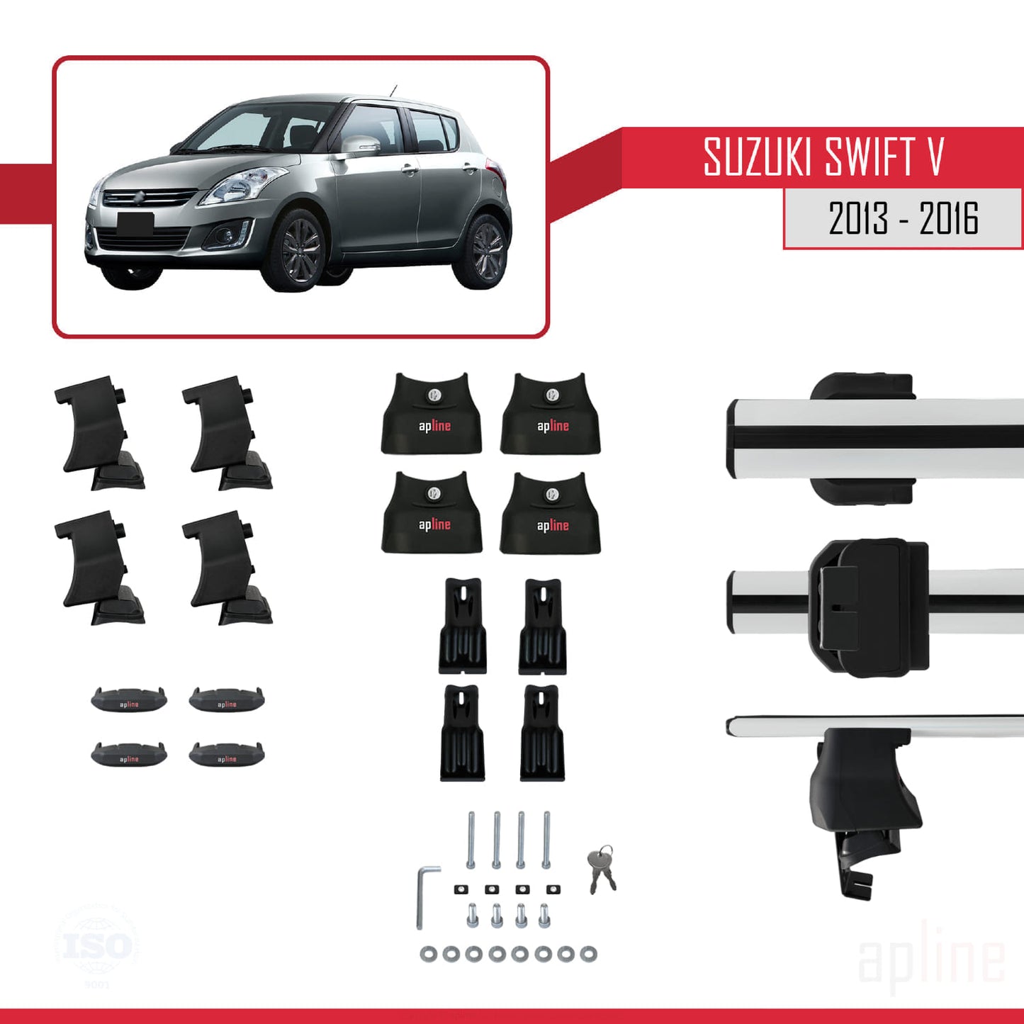 Compatible avec Suzuki Swift 2 Post-Facelift 2013-2016 ACE-4 Barres de Toit Railing Porte-Bagages de Voiture Gris Aluminium 2 Barres
