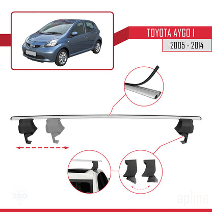 Compatible avec Toyota Aygo 2005-2014 ACE-4 Barres de Toit Railing Porte-Bagages de Voiture Gris Aluminium 2 Barres