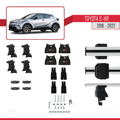Compatible avec Toyota C-HR 2016-2022 ACE-4 Barres de Toit Railing Porte-Bagages de Voiture Gris Aluminium 2 Barres
