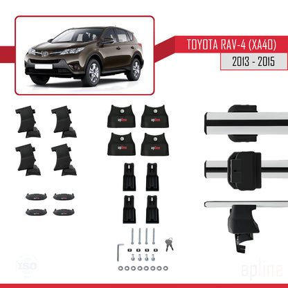 Compatible avec Toyota RAV4 IV (XA40) Pre-Facelift 2013-2015 ACE-4 Barres de Toit Railing Porte-Bagages de Voiture Gris Aluminium 2 Barres