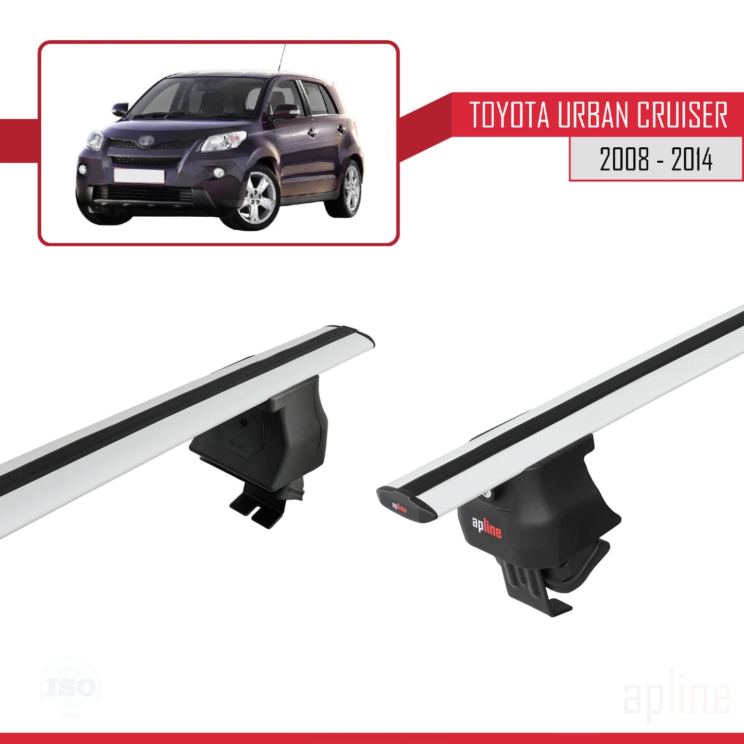 Compatible avec Toyota Urban Cruiser 2008-2014 ACE-4 Barres de Toit Railing Porte-Bagages de Voiture Gris Aluminium 2 Barres