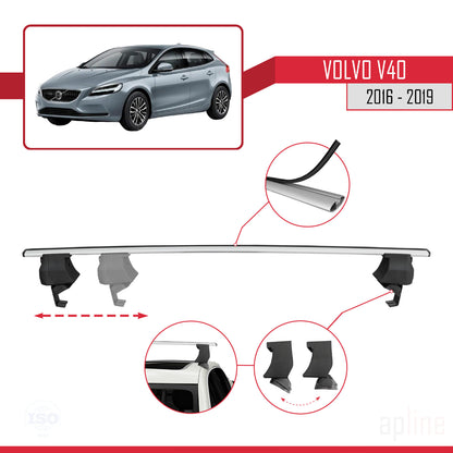 Compatible avec Volvo V40 Post-Facelift 2016-2019 ACE-4 Barres de Toit Railing Porte-Bagages de Voiture Gris Aluminium 2 Barres