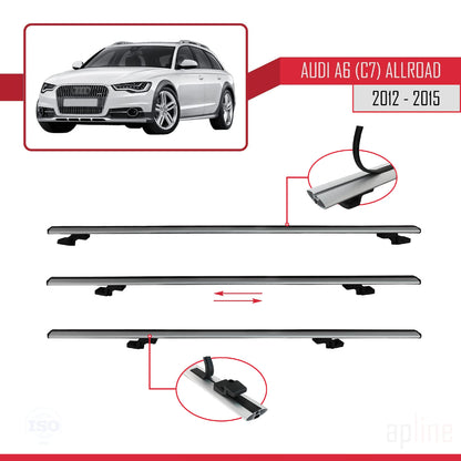 Compatible avec A6 (C7) Allroad 2012-2015 BASIC Model Barres de Toit Railing Porte-Bagages de Voiture Gris Aluminium 3 Barres