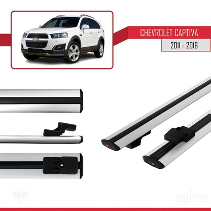 Compatible avec Chevrolet Captiva 2011-2015 BASIC Model Barres de Toit Railing Porte-Bagages de Voiture Gris Aluminium 2 Barres