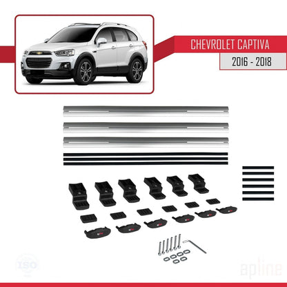 Compatible avec Chevrolet Captiva 2016-2018 BASIC Model Barres de Toit Railing Porte-Bagages de Voiture Gris Aluminium 3 Barres