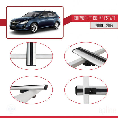 Compatible avec Chevrolet Cruze (J300) 2009-2016 BASIC Model Barres de Toit Railing Porte-Bagages de Voiture Gris Aluminium 3 Barres