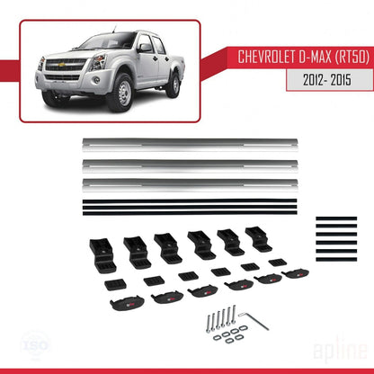 Compatible avec Chevrolet D-Max (RT50) 2012-2015 BASIC Model Barres de Toit Railing Porte-Bagages de Voiture Gris Aluminium 3 Barres