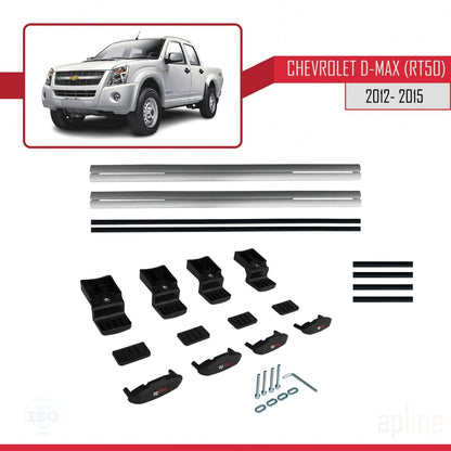Compatible avec Chevrolet D-Max (RT50) 2012-2015 BASIC Model Barres de Toit Railing Porte-Bagages de Voiture Gris Aluminium 2 Barres