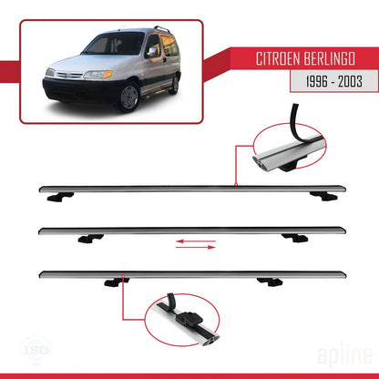 Compatible with Citroen Berlingo (M49) 1996-2003 BASIC Model Car Roof Rack Cross Bar Grey Aluminium 2 Bars