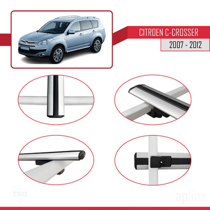 Compatible avec Citroen C-Crosser 2007-2012 BASIC Model Barres de Toit Railing Porte-Bagages de Voiture Gris Aluminium 3 Barres