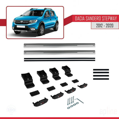 Compatible avec Dacia Sandero Stepway 2 2012-2020 BASIC Model Barres de Toit Railing Porte-Bagages de Voiture Gris Aluminium 2 Barres